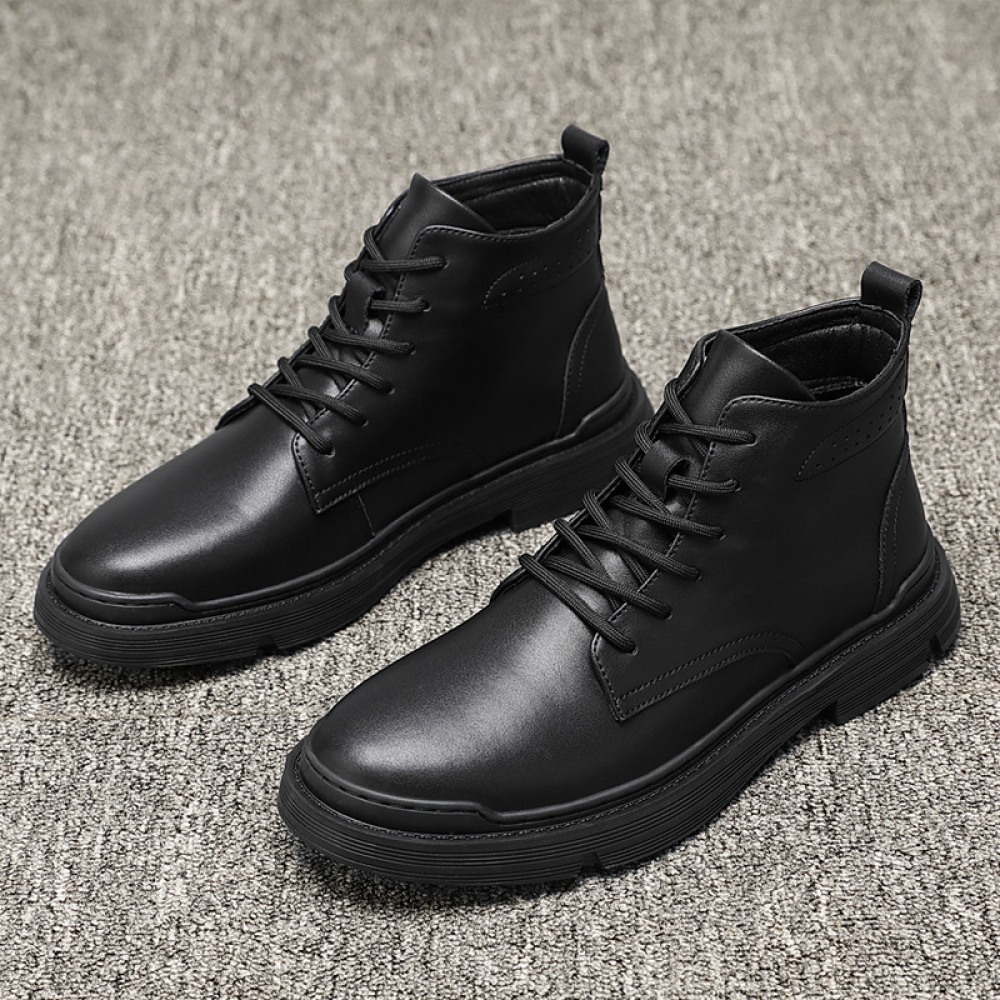 Men's Breathable High-Top Leather Shoes Middle Cut Tooling Short Martin Boots